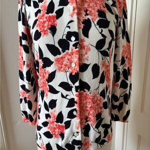 Talbots Hydrangea print cotton cardigan